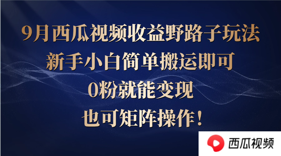 （12760期）西瓜视频收益野路子玩法，新手小白简单搬运即可，0粉就能变现，也可矩…-立业有术