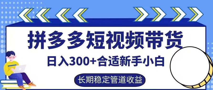 拼多多短视频带货日入300+有长期稳定被动收益，合适新手小白【揭秘】-立业有术
