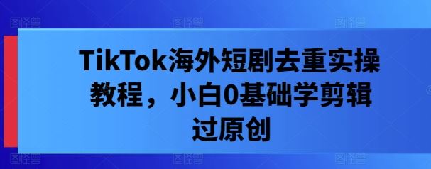 TikTok海外短剧去重实操教程，小白0基础学剪辑过原创-立业有术