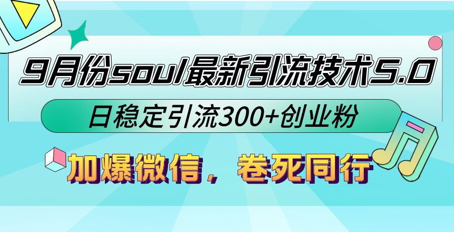 （12772期）9月份soul最新引流技术5.0，日稳定引流300+创业粉，加爆微信，卷死同行-立业有术