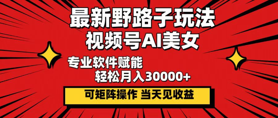 （12798期）最新野路子玩法，视频号AI美女，当天见收益，轻松月入30000＋-立业有术
