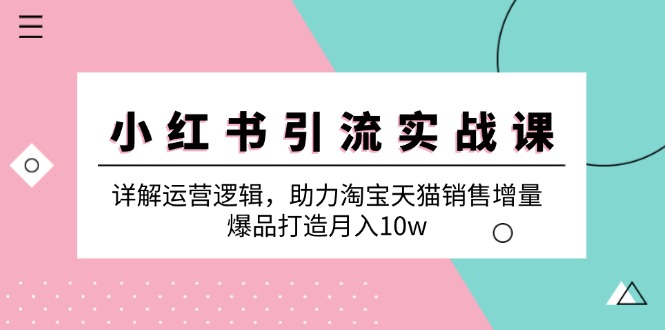 （12809期）小红书引流实战课：详解运营逻辑，助力淘宝天猫销售增量，爆品打造月入10w-立业有术