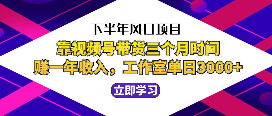 下半年风口项目，靠视频号带货三个月时间赚一年收入，工作室实测单日3…-立业有术