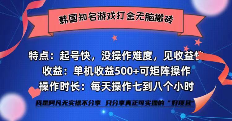 （12852期）韩国知名游戏打金无脑搬砖单机收益500+-立业有术
