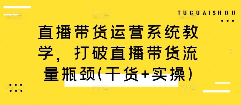 直播带货运营系统教学，打破直播带货流量瓶颈(干货+实操)-立业有术