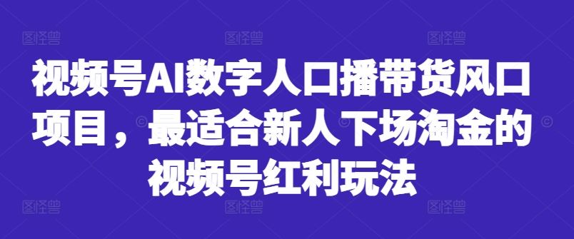 视频号AI数字人口播带货风口项目，最适合新人下场淘金的视频号红利玩法-立业有术