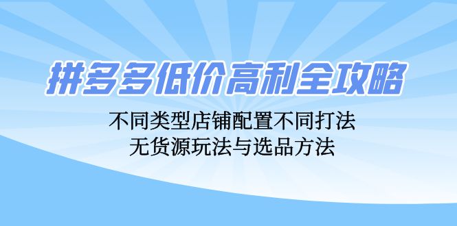 （12897期）拼多多低价高利全攻略：不同类型店铺配置不同打法，无货源玩法与选品方法-立业有术