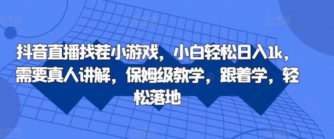 抖音直播找茬小游戏，小白轻松日入1k，需要真人讲解，保姆级教学，跟着学，轻松落地【揭秘】-立业有术