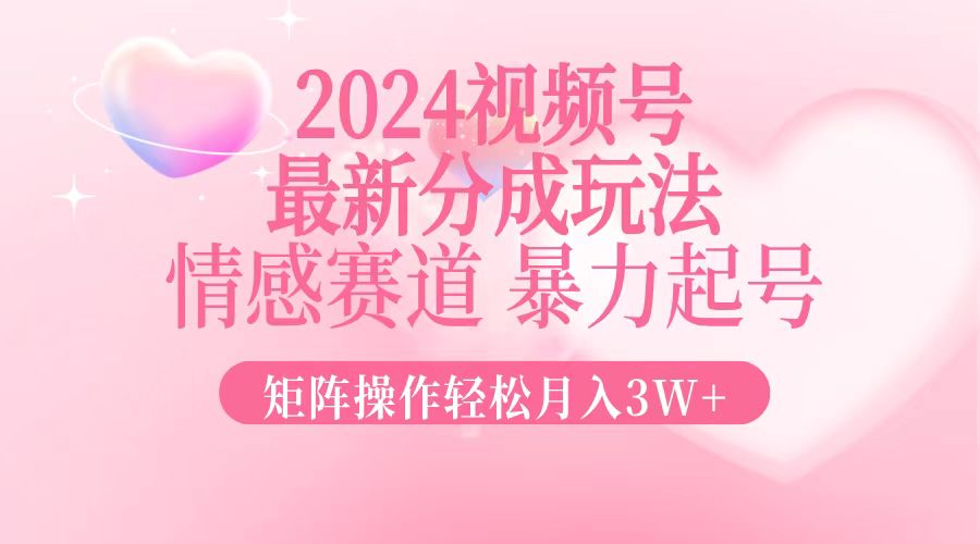 （12922期）2024最新视频号分成玩法，情感赛道，暴力起号，矩阵操作轻松月入3W+-立业有术