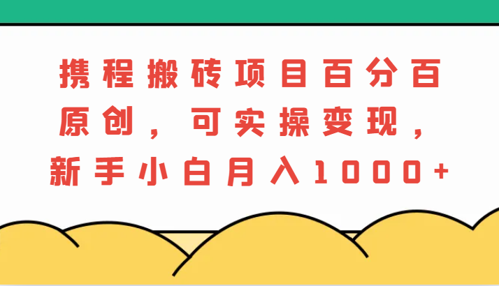 携程搬砖项目，百分百原创，可实操变现，新手小白月入1000+-立业有术