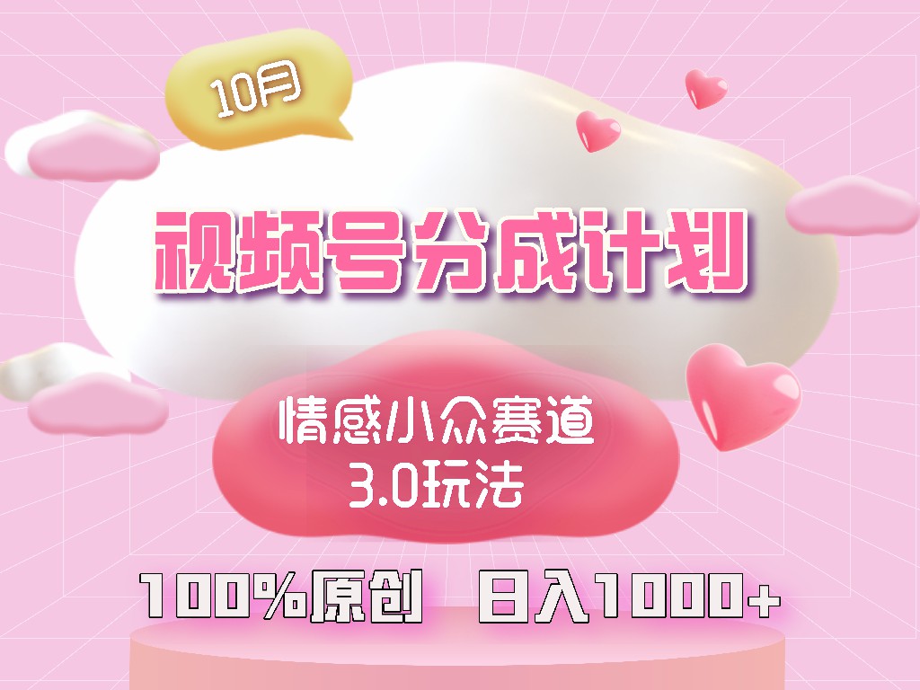 （12939期）视频号情感小众赛道3.0.纯原创视频，每天1小时，小白易上手-立业有术