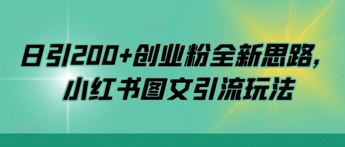 日引200+创业粉全新思路，小红书图文引流玩法【揭秘】-立业有术