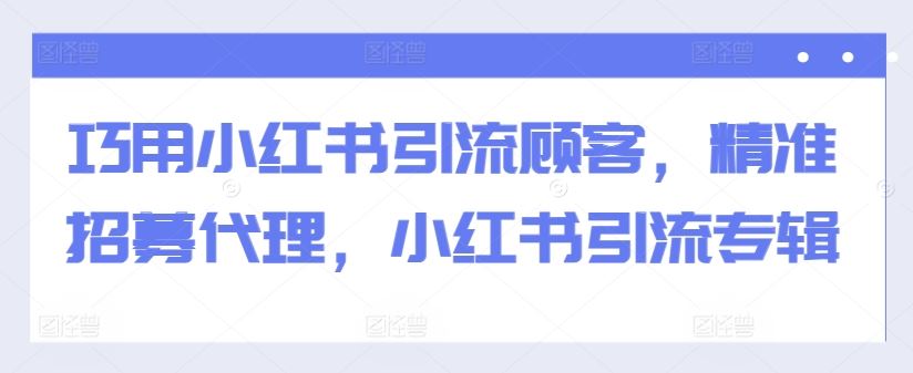 巧用小红书引流顾客，精准招募代理，小红书引流专辑-立业有术