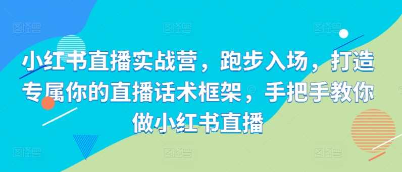 小红书直播实战营，跑步入场，打造专属你的直播话术框架，手把手教你做小红书直播-立业有术