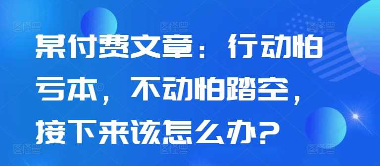 某付费文章：行动怕亏本，不动怕踏空，接下来该怎么办?-立业有术
