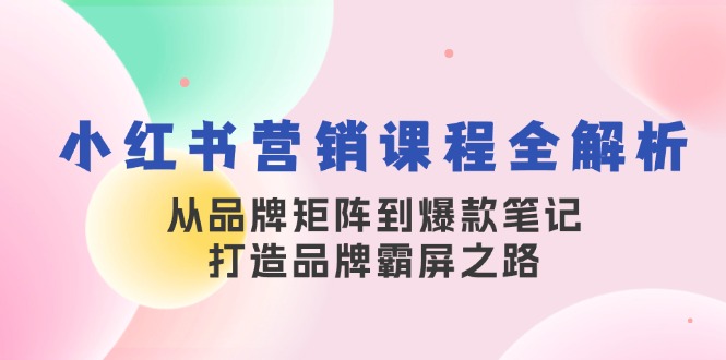 小红书营销课程全解析，从品牌矩阵到爆款笔记，打造品牌霸屏之路-立业有术