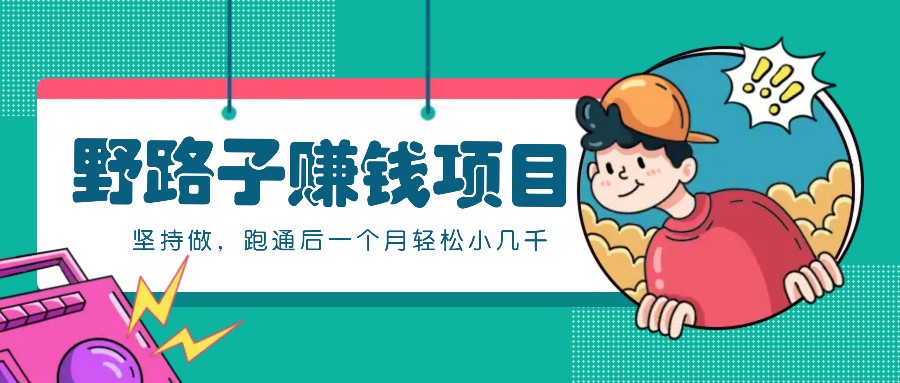 一个人就能操作的野路子赚钱项目，零成本零门槛坚持做，跑通后一个月小几千！-立业有术
