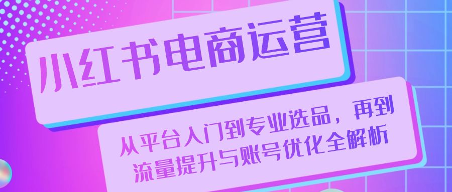 小红书电商运营：从平台入门到专业选品，再到流量提升与账号优化全解析-立业有术