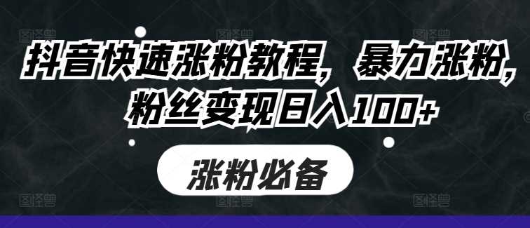 抖音快速涨粉教程，暴力涨粉，粉丝变现日入100+-立业有术