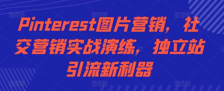 Pinterest图片营销，社交营销实战演练，独立站引流新利器-立业有术