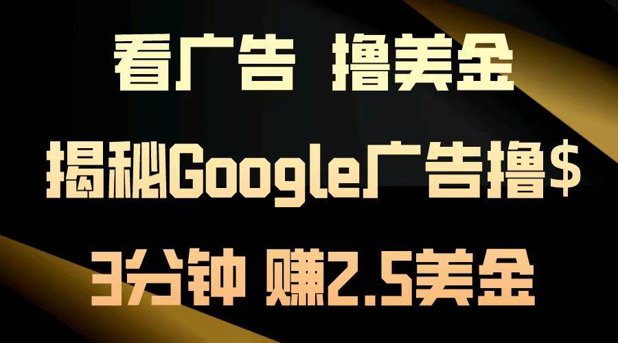 （13114期）看广告，撸美金！3分钟赚2.5美金！日入200美金不是梦！揭秘Google广告…-立业有术
