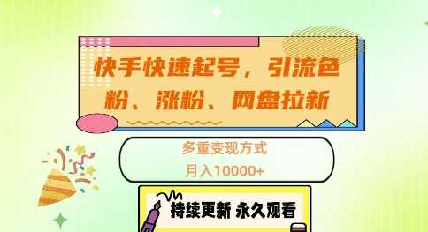 快手快速起号，引流s粉、涨粉、网盘拉新多重变现方式，月入1w【揭秘】-立业有术
