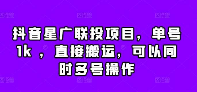 抖音星广联投项目，单号1k ，直接搬运，可以同时多号操作【揭秘】-立业有术