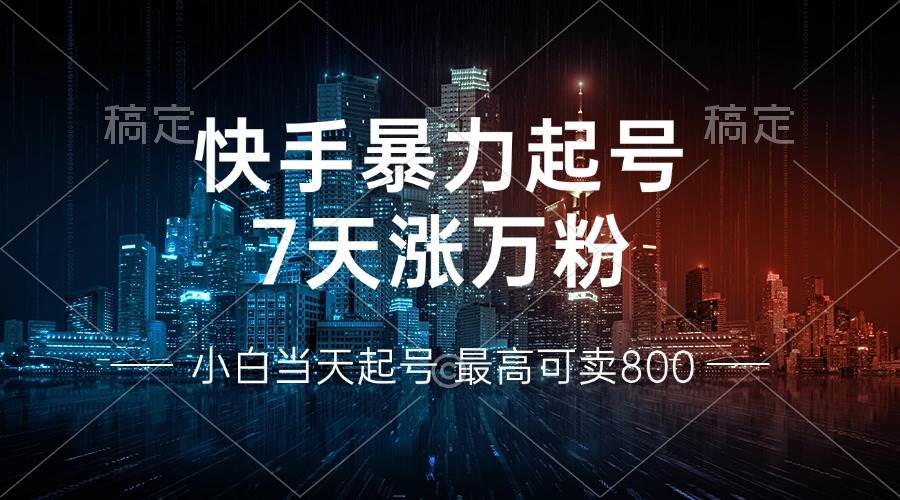 （13142期）快手暴力起号，7天涨万粉，小白当天起号 多种变现方式，账号回收，单月…-立业有术