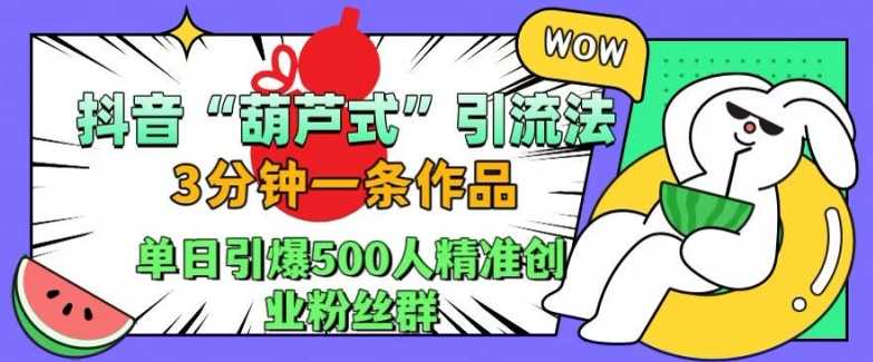 抖音葫芦式引流法，三分钟一条作品，单日引爆抖音500人精准创业粉丝群【揭秘】-立业有术