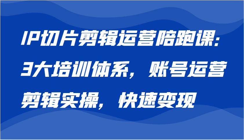 IP切片剪辑运营陪跑课，3大培训体系：账号运营 剪辑实操 快速变现-立业有术