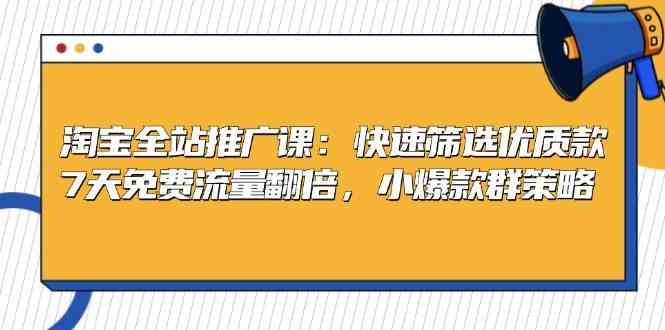 淘宝全站推广课：快速筛选优质款，7天免费流量翻倍，小爆款群策略-立业有术