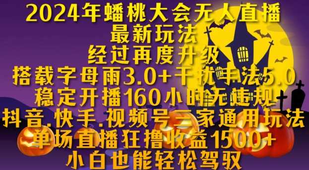 2024年蟠桃大会无人直播最新玩法，稳定开播160小时无违规，抖音、快手、视频号三家通用玩法【揭秘】-立业有术