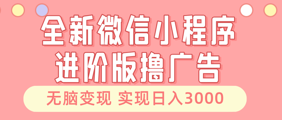 （13197期）全新微信小程序进阶版撸广告 无脑变现睡后也有收入 日入3000＋-立业有术