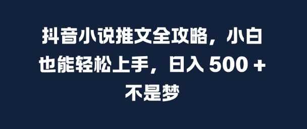 抖音小说推文全攻略，小白也能轻松上手，日入 5张+ 不是梦【揭秘】-立业有术