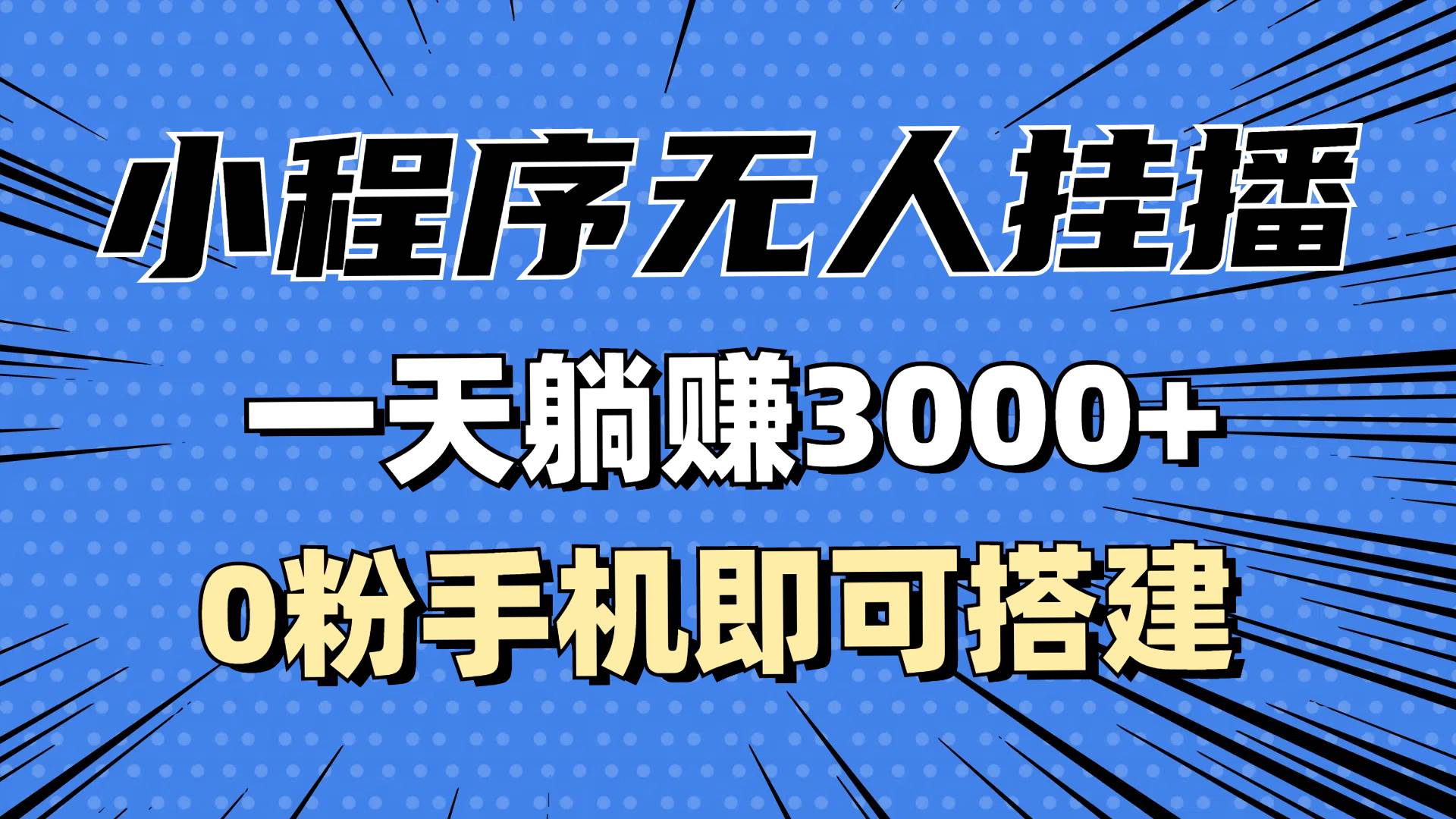 （13209期）抖音小程序无人挂播，一天躺赚3000+，0粉手机可搭建，不违规不限流，小…-立业有术