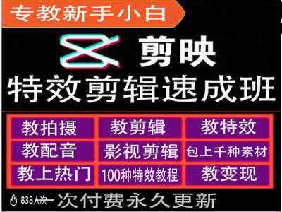 剪映特效教程和运营变现教程，特效剪辑速成班，专教新手小白-立业有术