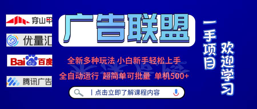 （13258期）广告联盟 全新多种玩法 单机500+  全自动运行  可批量运行-立业有术