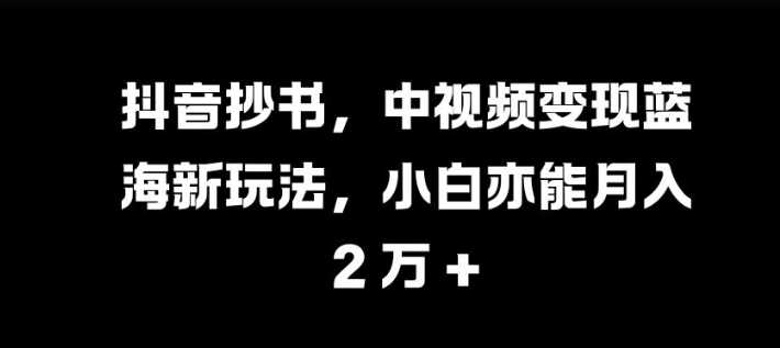 抖音抄书，中视频变现蓝海新玩法，小白亦能月入 过W【揭秘】-立业有术