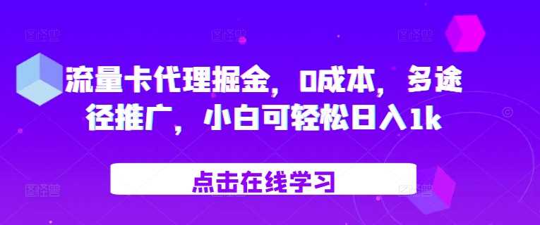 流量卡代理掘金，0成本，多途径推广，小白可轻松日入1k-立业有术