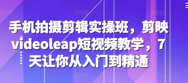 手机拍摄剪辑实操班，剪映videoleap短视频教学，7天让你从入门到精通-立业有术