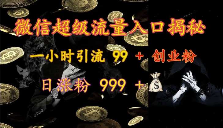 微信超级流量入口揭秘：一小时引流 99 + 创业粉，日涨粉 999 +-立业有术