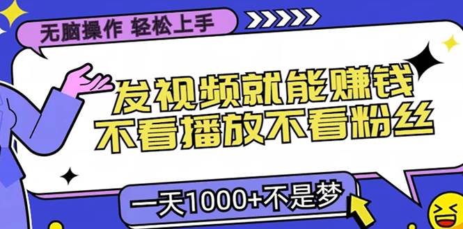（13283期）无脑操作，只要发视频就能赚钱？不看播放不看粉丝，小白轻松上手，一天…-立业有术