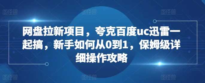 网盘拉新项目，夸克百度uc迅雷一起搞，新手如何从0到1，保姆级详细操作攻略-立业有术