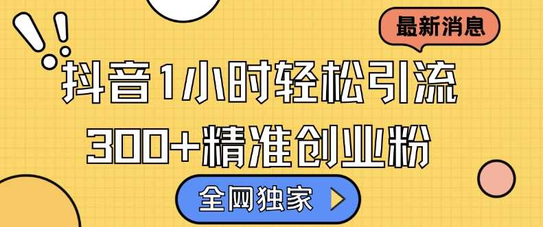 全网独家抖音引流，轻松日引300+精准创业粉【揭秘】-立业有术