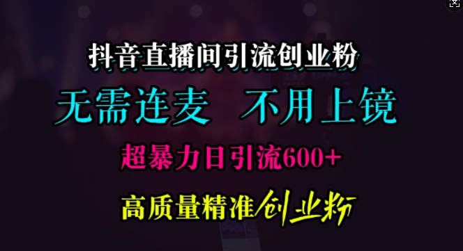 抖音直播间引流创业粉，无需连麦、无需上镜，超暴力日引流600+高质量精准创业粉【揭秘】-立业有术