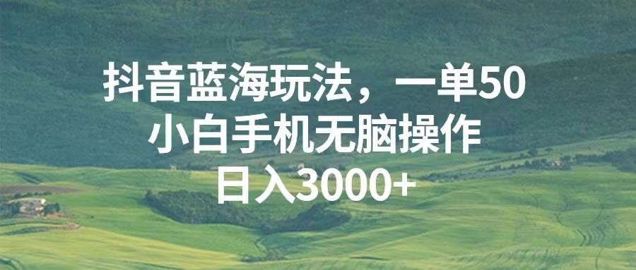 （13353期）抖音蓝海玩法，一单50，小白手机无脑操作，日入3000+-立业有术