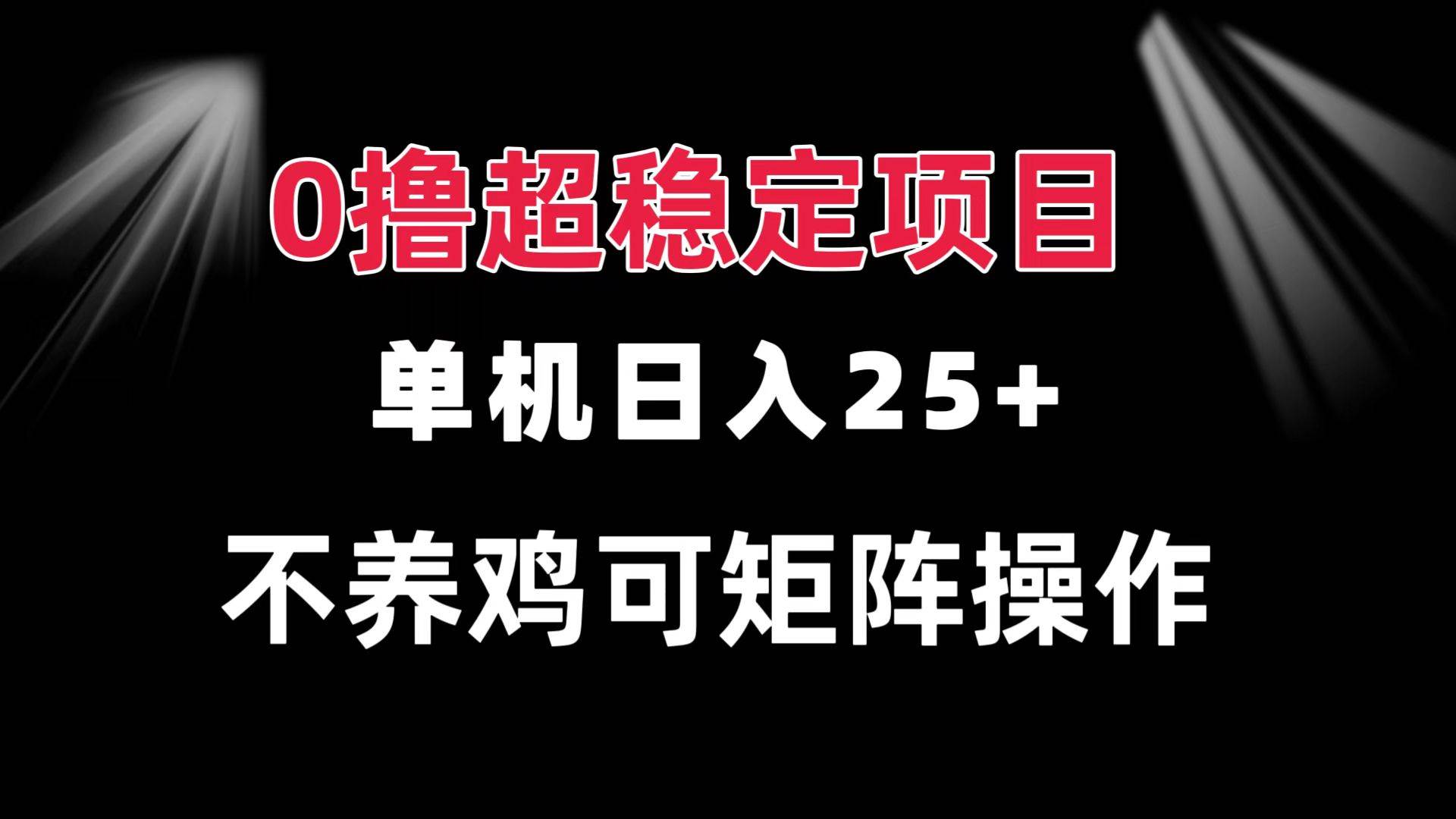 （13355期）0撸项目 单机日入25+ 可批量操作 无需养鸡 长期稳定 做了就有-立业有术