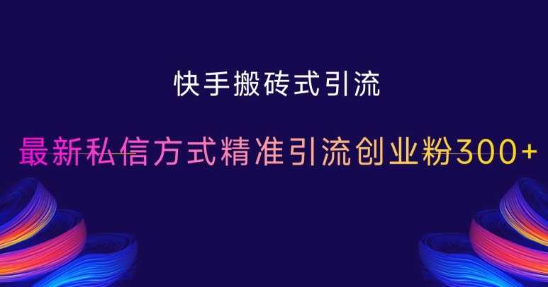 快手搬砖式引流，最新私信方式精准引流创业粉300+-立业有术