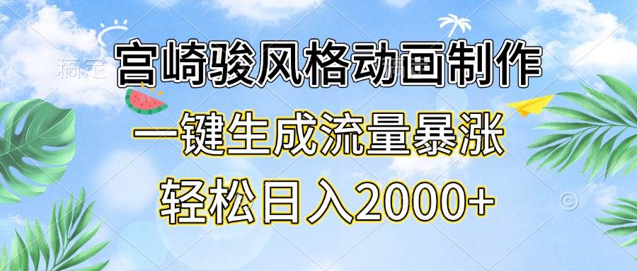 （13386期）宫崎骏风格动画制作，一键生成流量暴涨，轻松日入2000+-立业有术