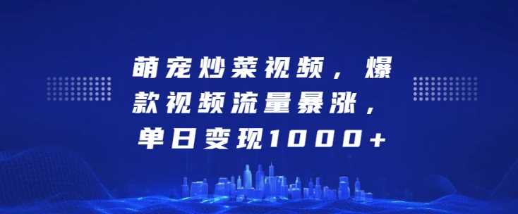 萌宠炒菜视频，爆款视频流量暴涨，单日变现1k-立业有术